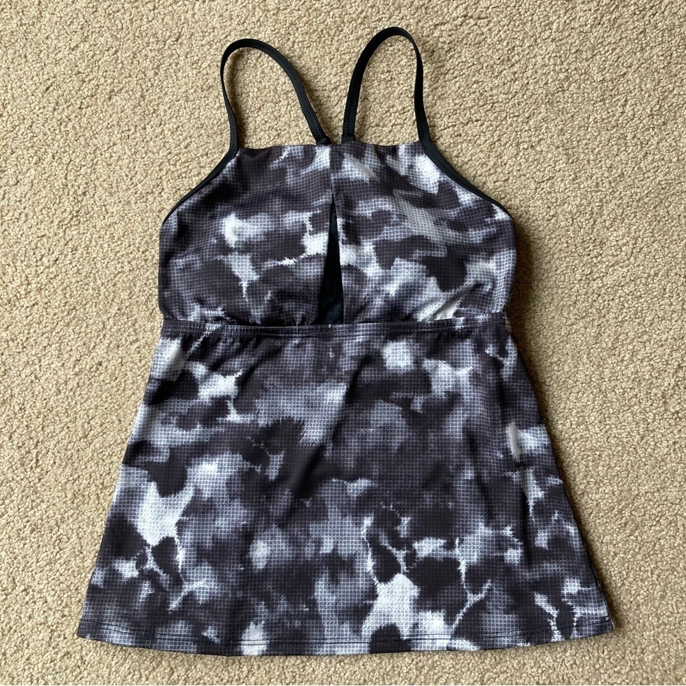 Nike Tankini Swim Top XS Black Gray White Pattern